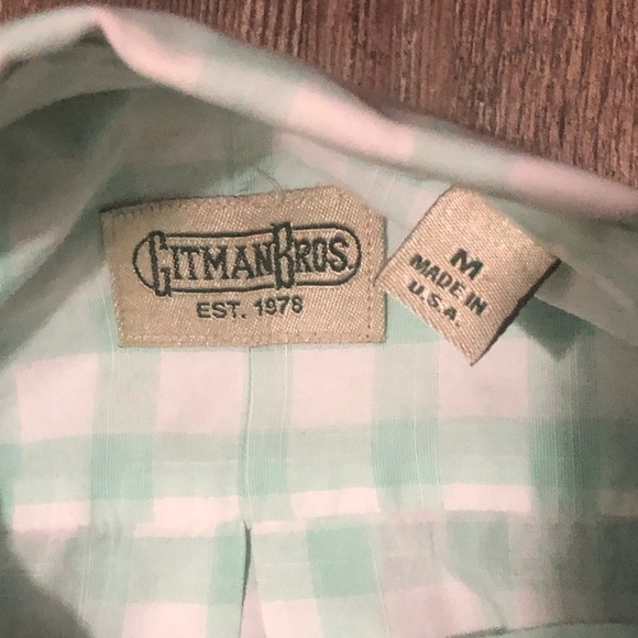 Gitman Bros Shirt Men's Medium Checkered Plaid Green Button Down Casual Dadcore - Picture 2 of 6